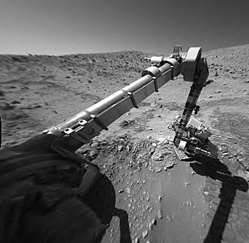 The Spirit rover exploring Mars